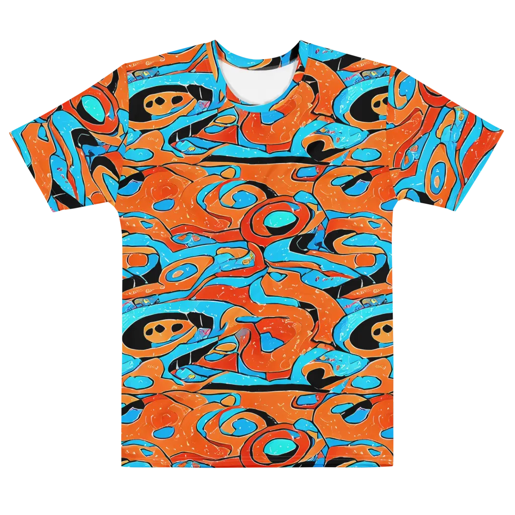 Tangerine Flux on Men's Cotton Crew Neck T-Shirt — Front