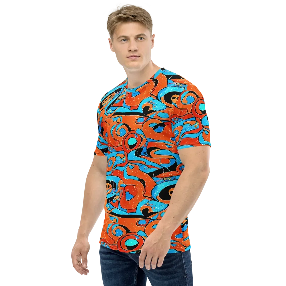 Tangerine Flux on Men's Crew Neck T-Shirt — Left