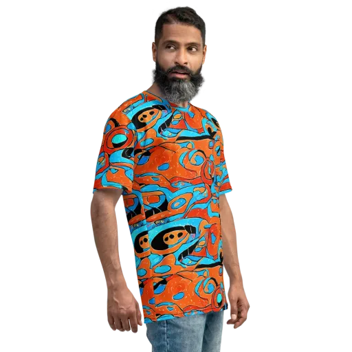 Tangerine Flux on a Men's Crew Neck T-Shirt