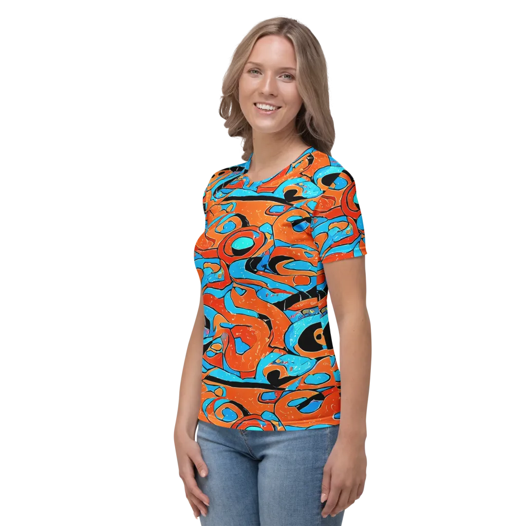 Tangerine Flux on Women's Crew Neck T-Shirt — Left