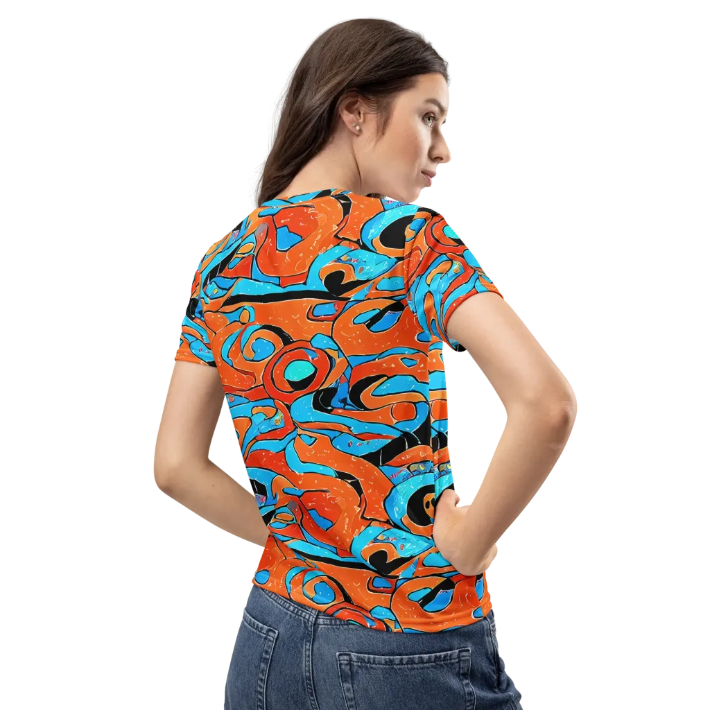 Tangerine Flux on Women's Crew Neck T-Shirt — Back