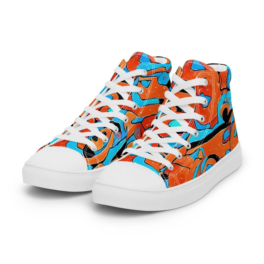 Tangerine Flux on Women's High Top Canvas Shoes — Left Front