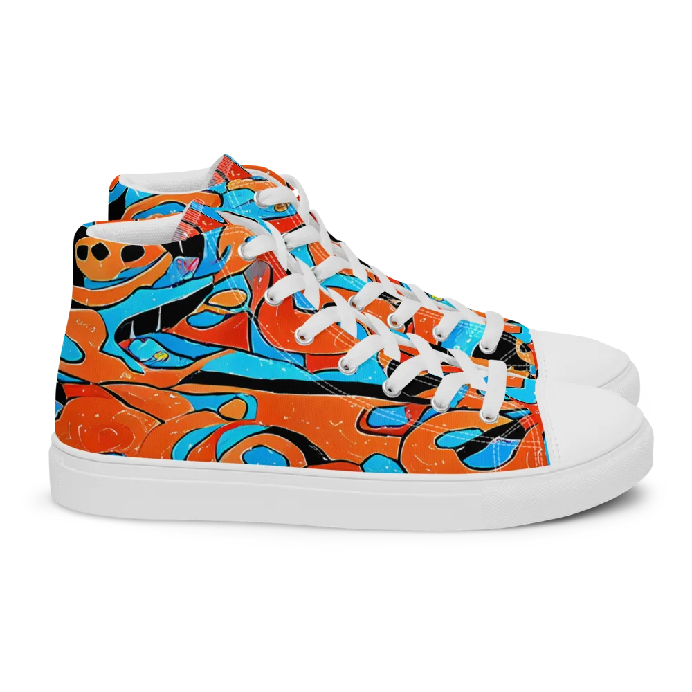 Tangerine Flux on Women's High Top Canvas Shoes — Right