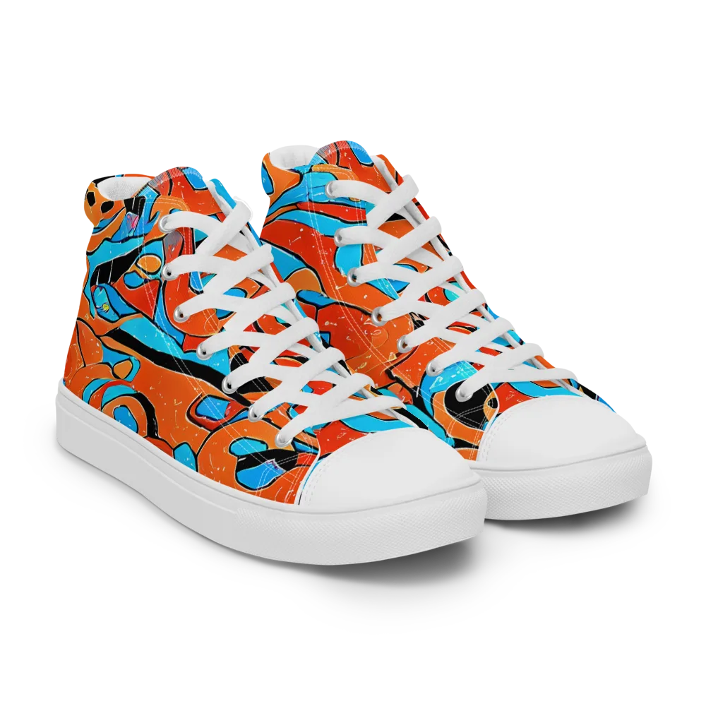 Tangerine Flux on Women's High Top Canvas Shoes — Right Front