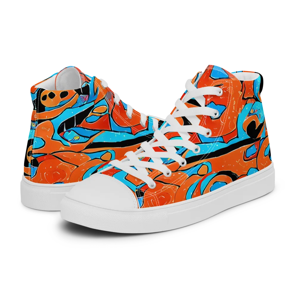 Tangerine Flux on Women's High Top Canvas Shoes — Left