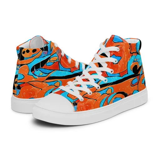 Tangerine Flux on a Women's High Top Canvas Shoes
