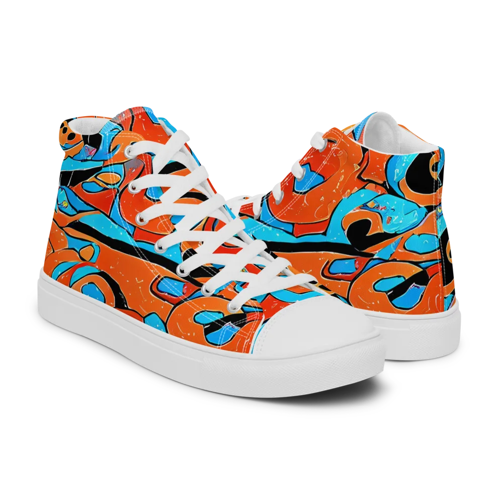 Tangerine Flux on Women's High Top Canvas Shoes — Right