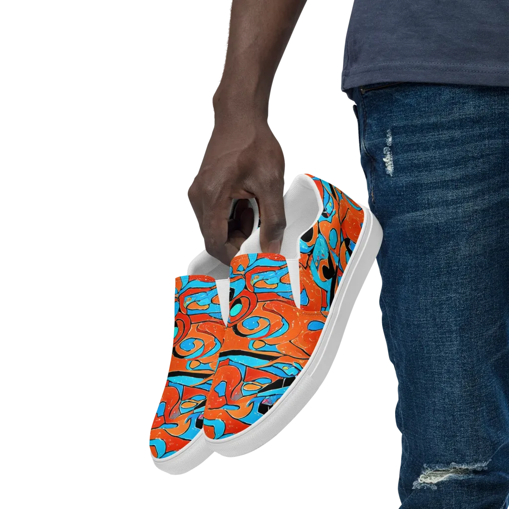 Tangerine Flux on Men's Slip-On Canvas Shoes — Left Front