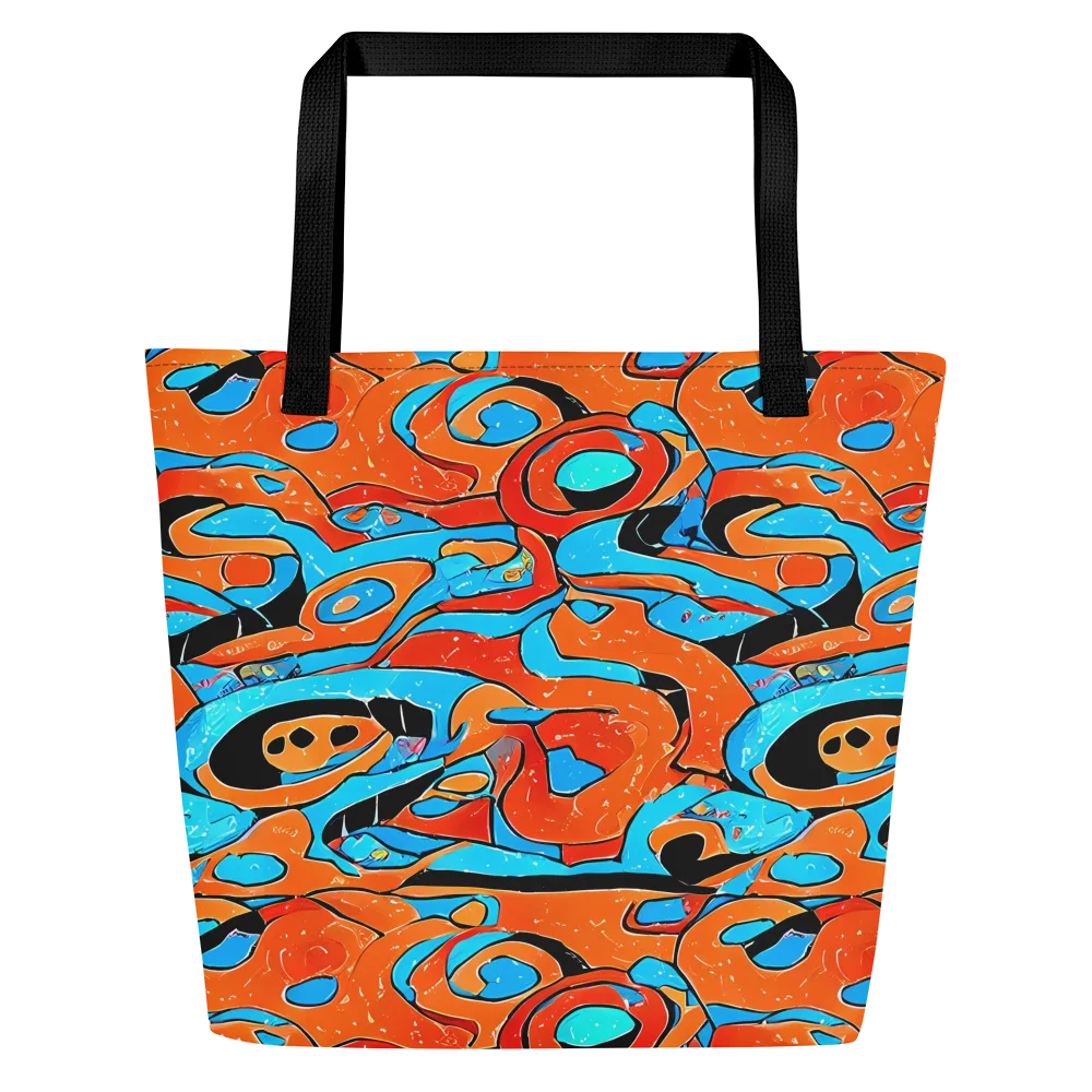 Tangerine Flux on Large Tote Bag W/ Pocket — Front