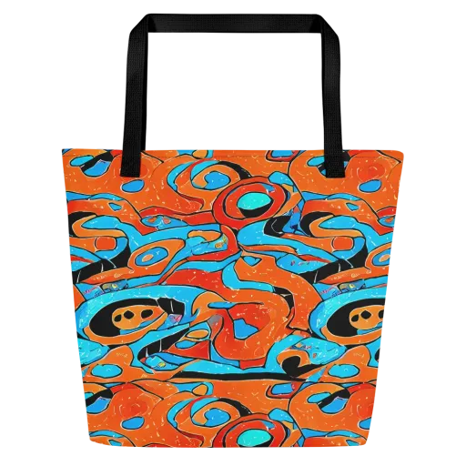 Tangerine Flux on a Large Tote Bag W/ Pocket