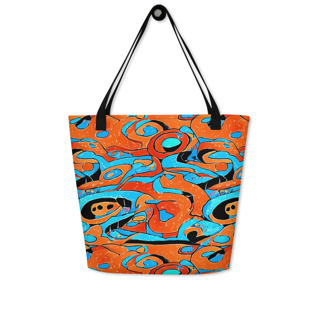 Tangerine Flux on Large Tote Bag W/ Pocket — Front