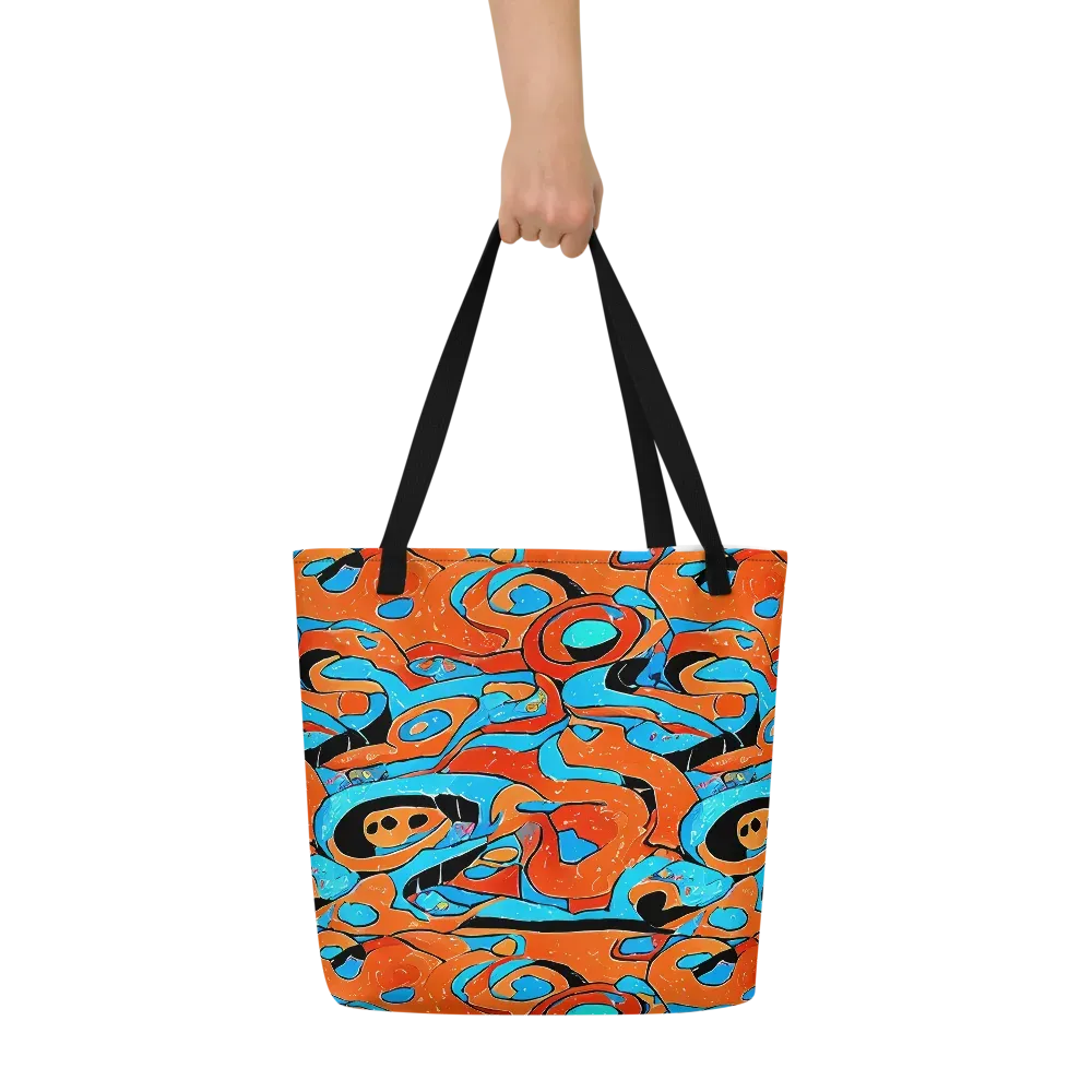 Tangerine Flux on Large Tote Bag W/ Pocket — Front