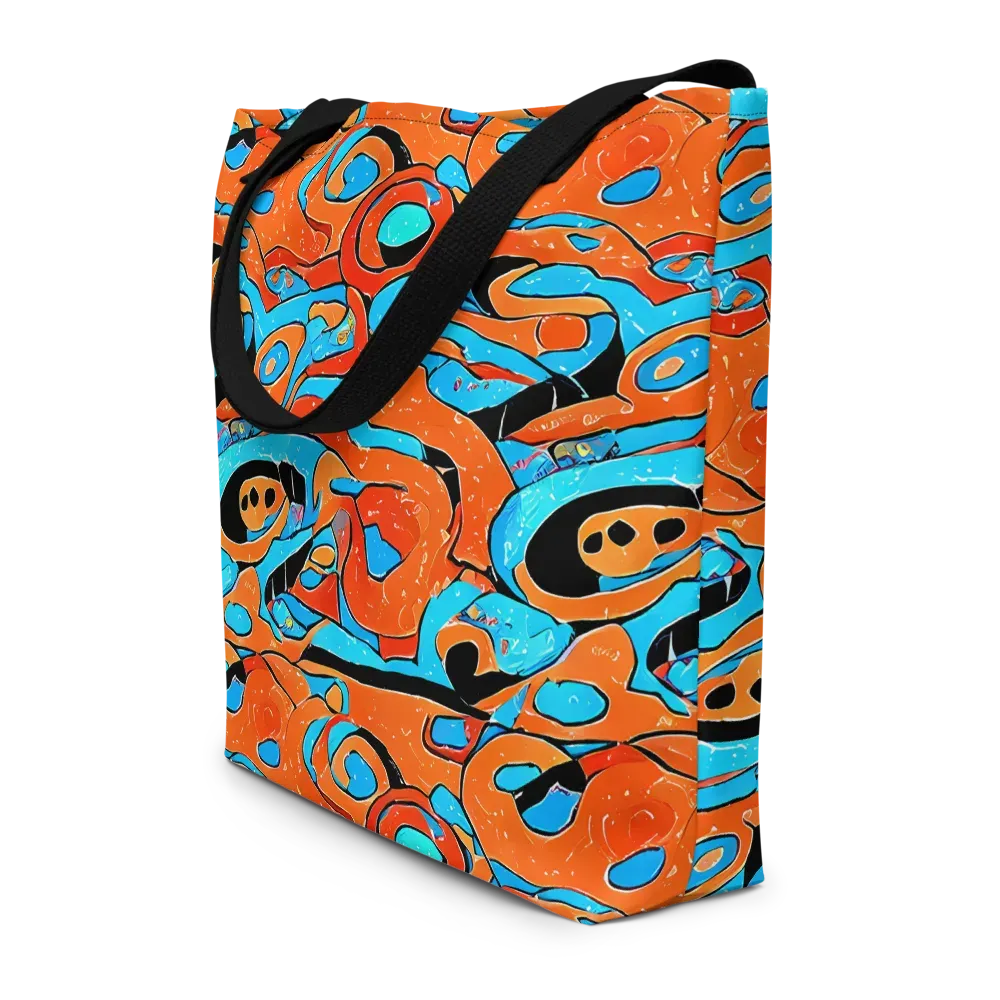 Tangerine Flux on Large Tote Bag W/ Pocket — Front