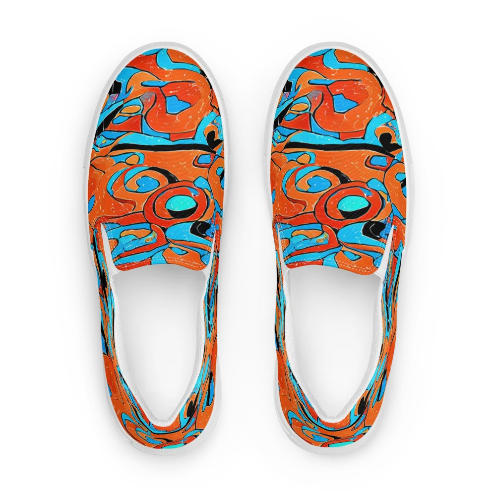 Tangerine Flux on Women's Slip-On Canvas Shoes — Front