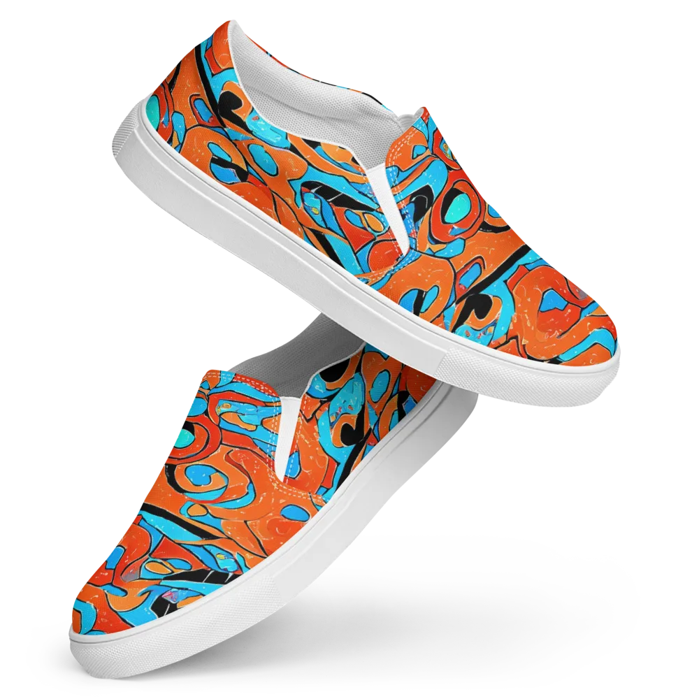Tangerine Flux on Women's Slip-On Canvas Shoes — Front
