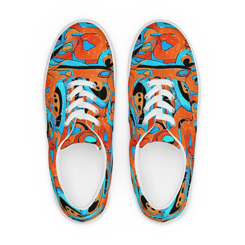 Tangerine Flux on Men's Lace-Up Canvas Shoes — Front