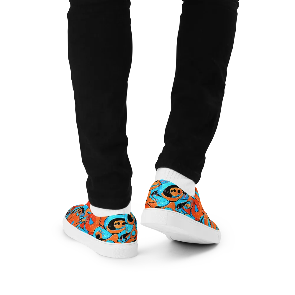 Tangerine Flux on Men's Lace-Up Canvas Shoes — Back