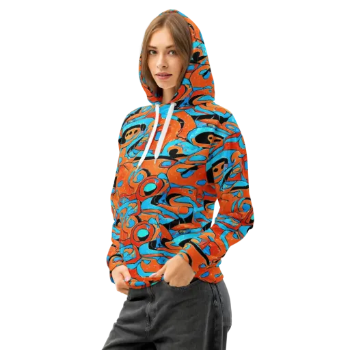 Tangerine Flux on a Cotton Hoodie