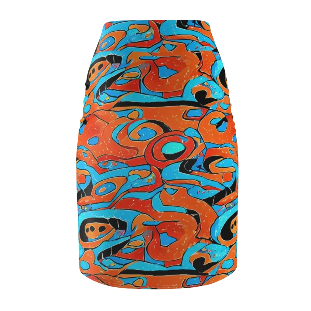 Tangerine Flux on Pencil Skirt — Back