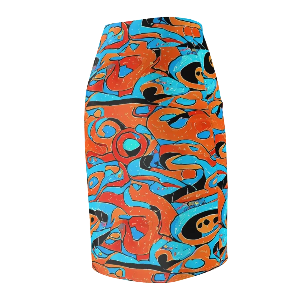 Tangerine Flux on Pencil Skirt — Back Side