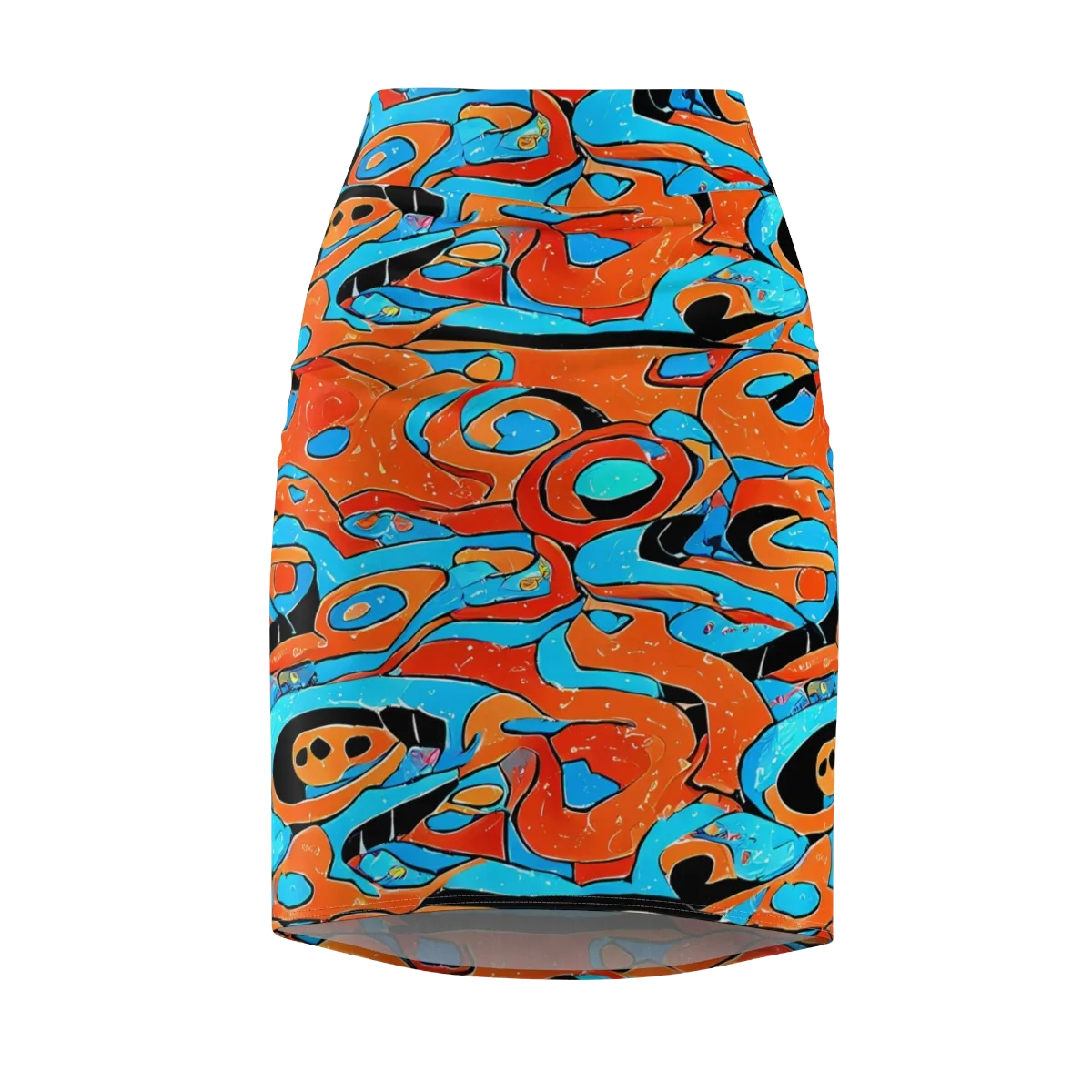 Tangerine Flux on Pencil Skirt — Front
