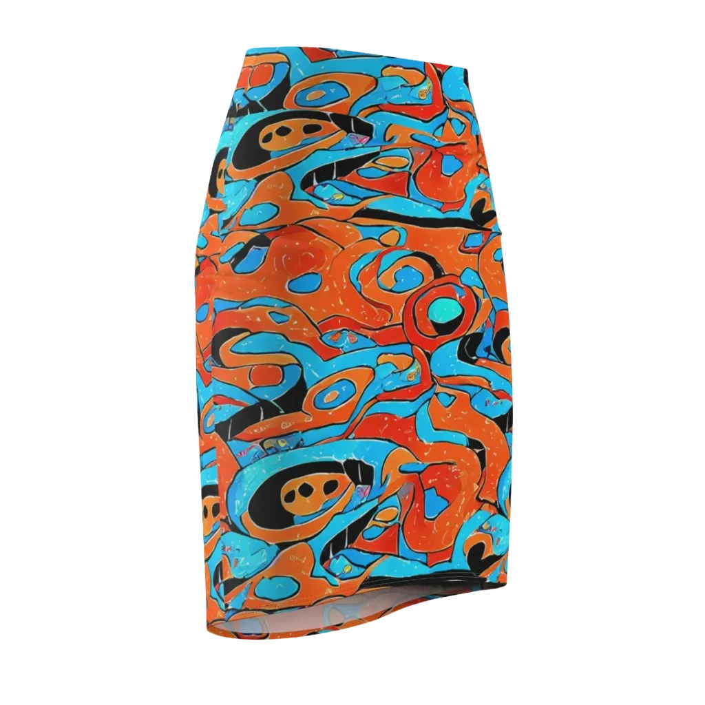 Tangerine Flux on Pencil Skirt — Front Side