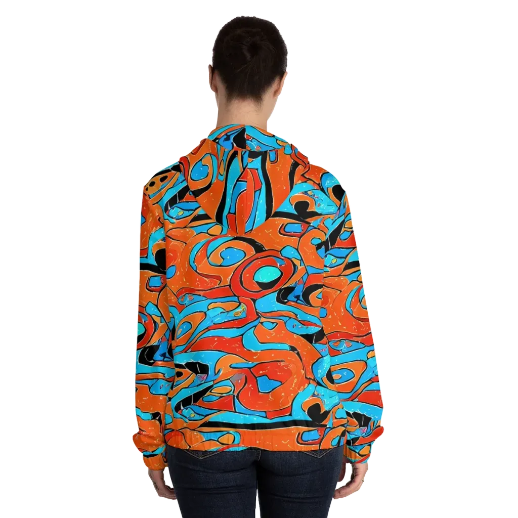 Tangerine Flux on Women's Full-Zip Hoodie — Back On Person