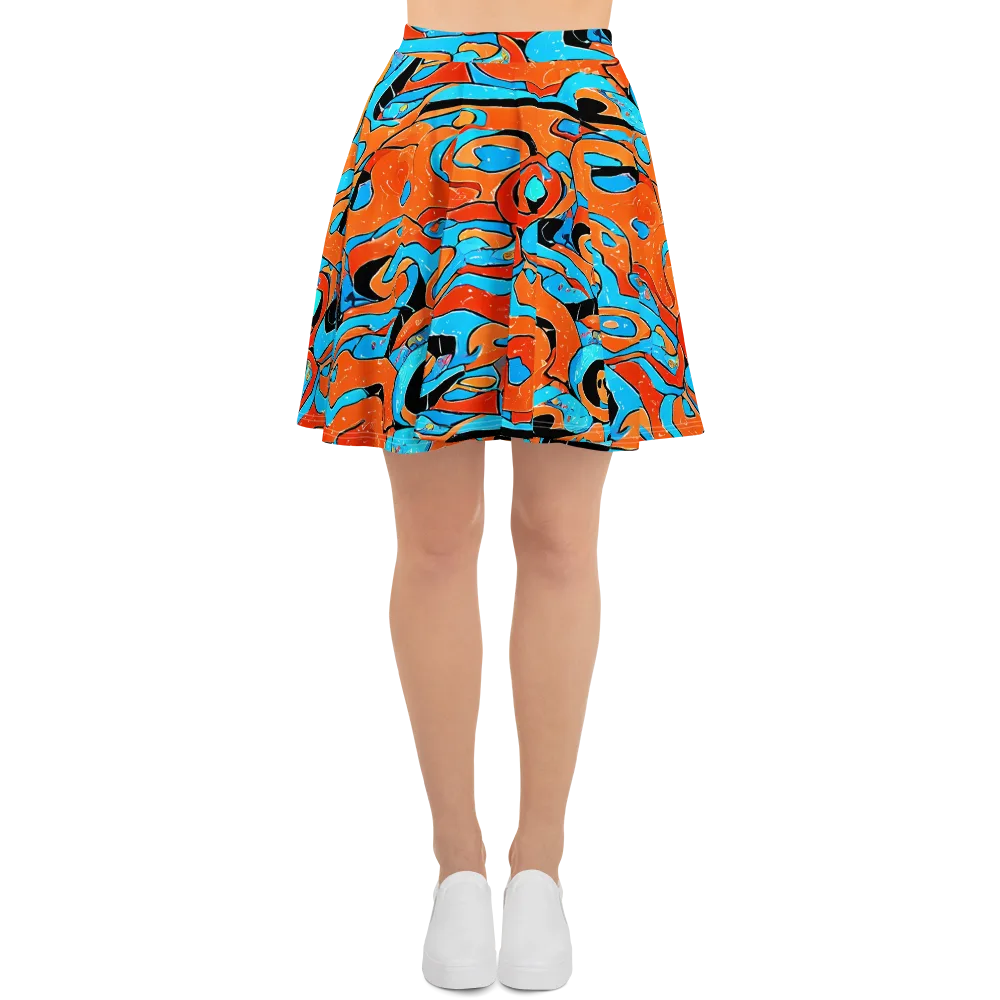 Tangerine Flux on Skater Skirt — Front