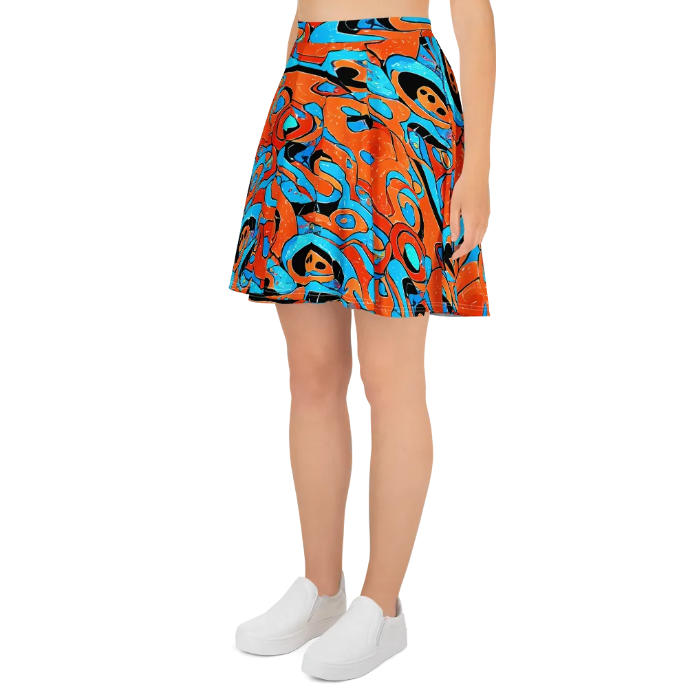 Tangerine Flux on Skater Skirt — Left