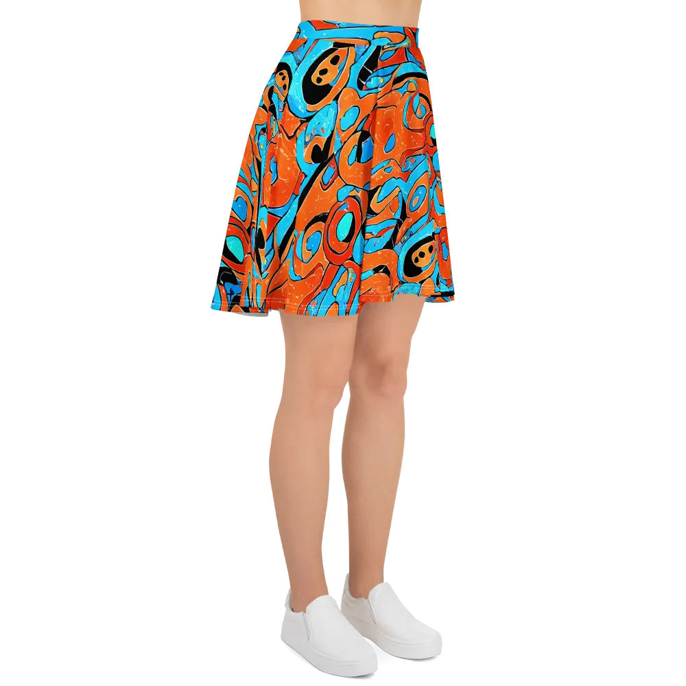 Tangerine Flux on Skater Skirt — Right