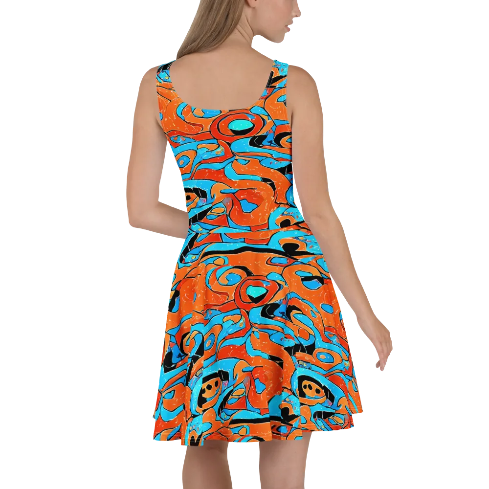 Tangerine Flux on Skater Dress — Back