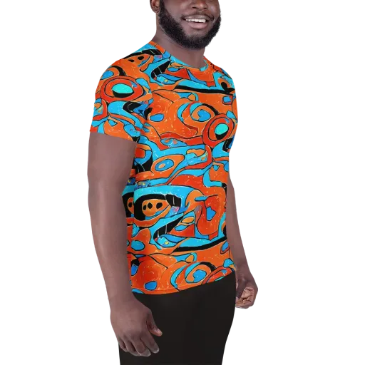 Tangerine Flux on a Men's Athletic T-Shirt