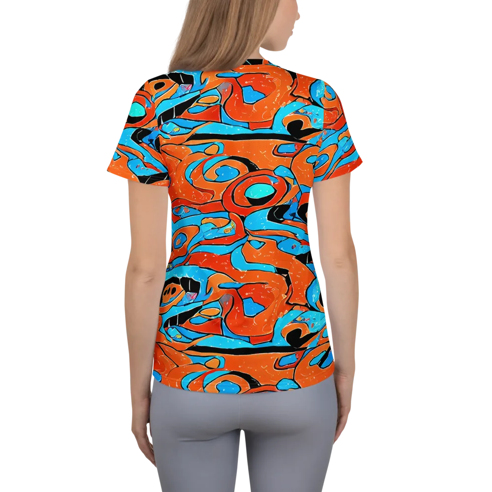 Tangerine Flux on Women's Athletic T-Shirt — Back