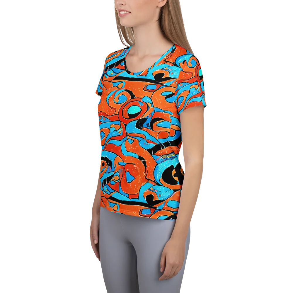 Tangerine Flux on Women's Athletic T-Shirt — Left