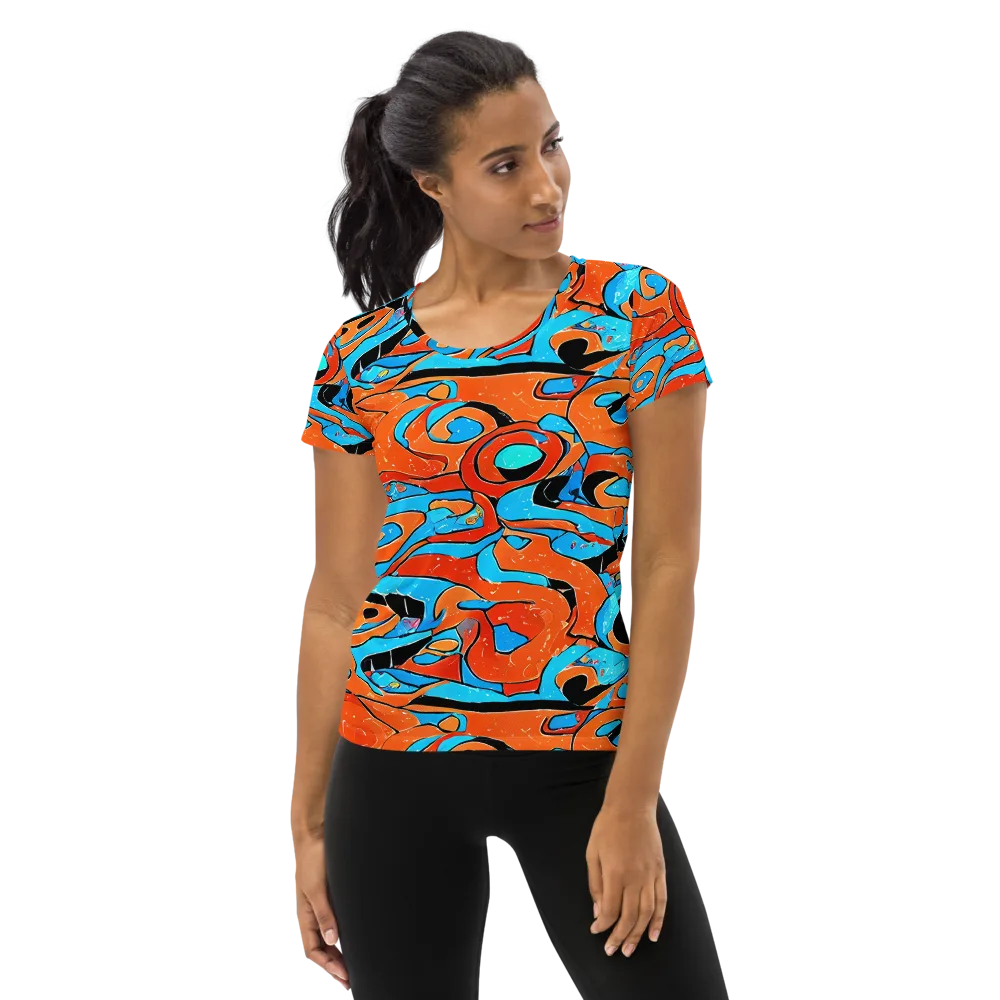 Tangerine Flux on Women's Athletic T-Shirt — Front