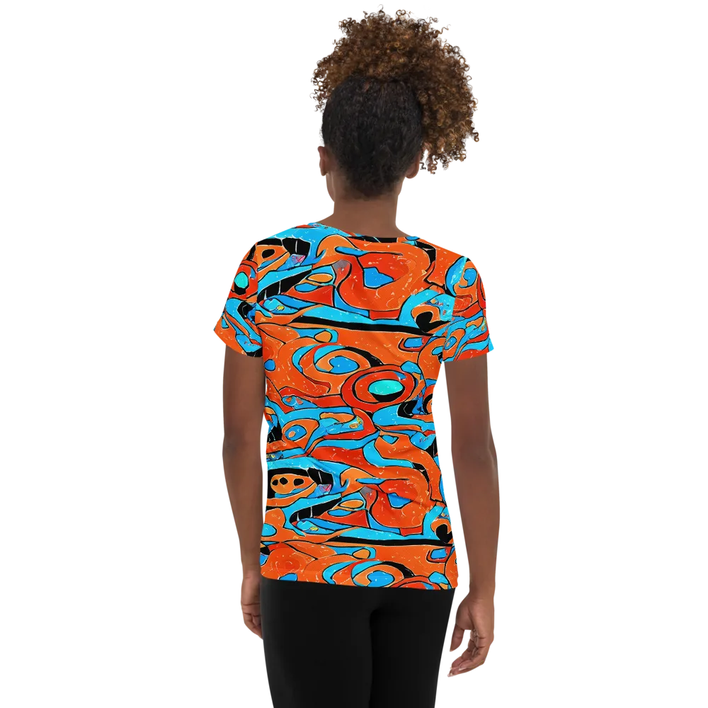 Tangerine Flux on Women's Athletic T-Shirt — Back