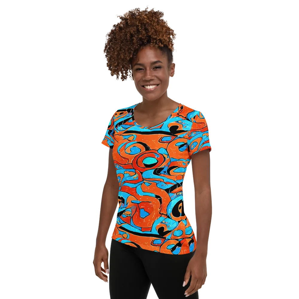 Tangerine Flux on Women's Athletic T-Shirt — Left