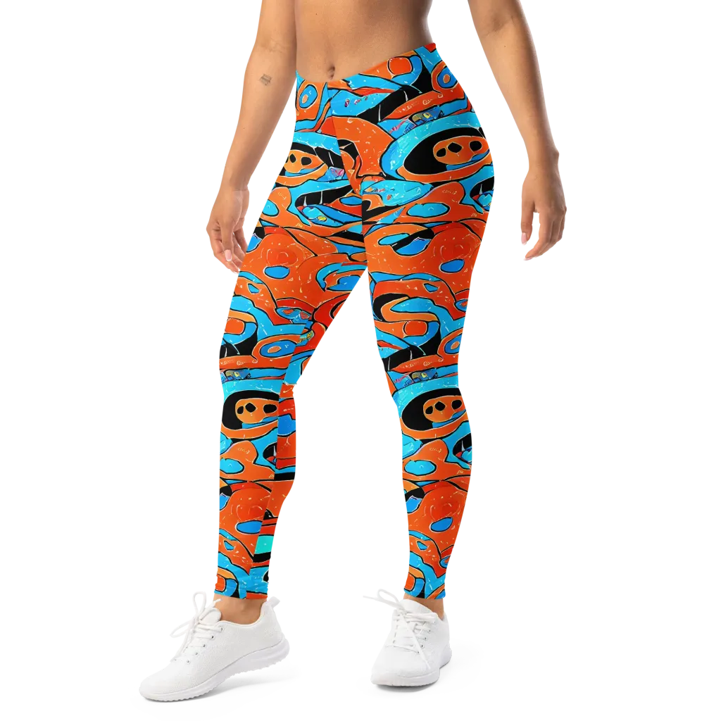 Tangerine Flux on Leggings — Left Front