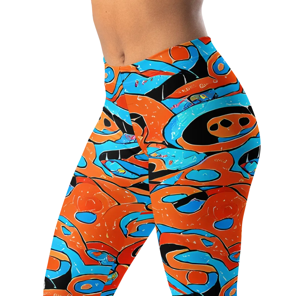 Tangerine Flux on Leggings — Left Front
