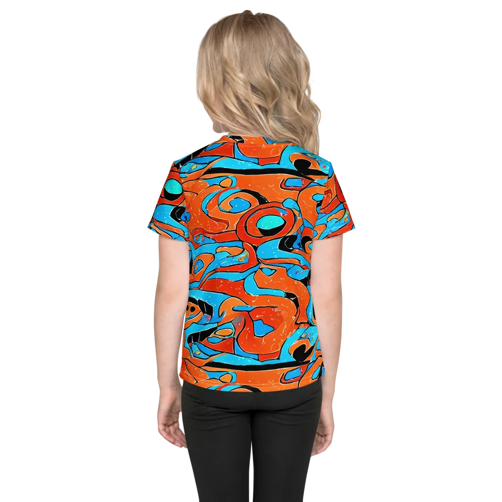 Tangerine Flux on Kids Crew Neck T-Shirt — Back