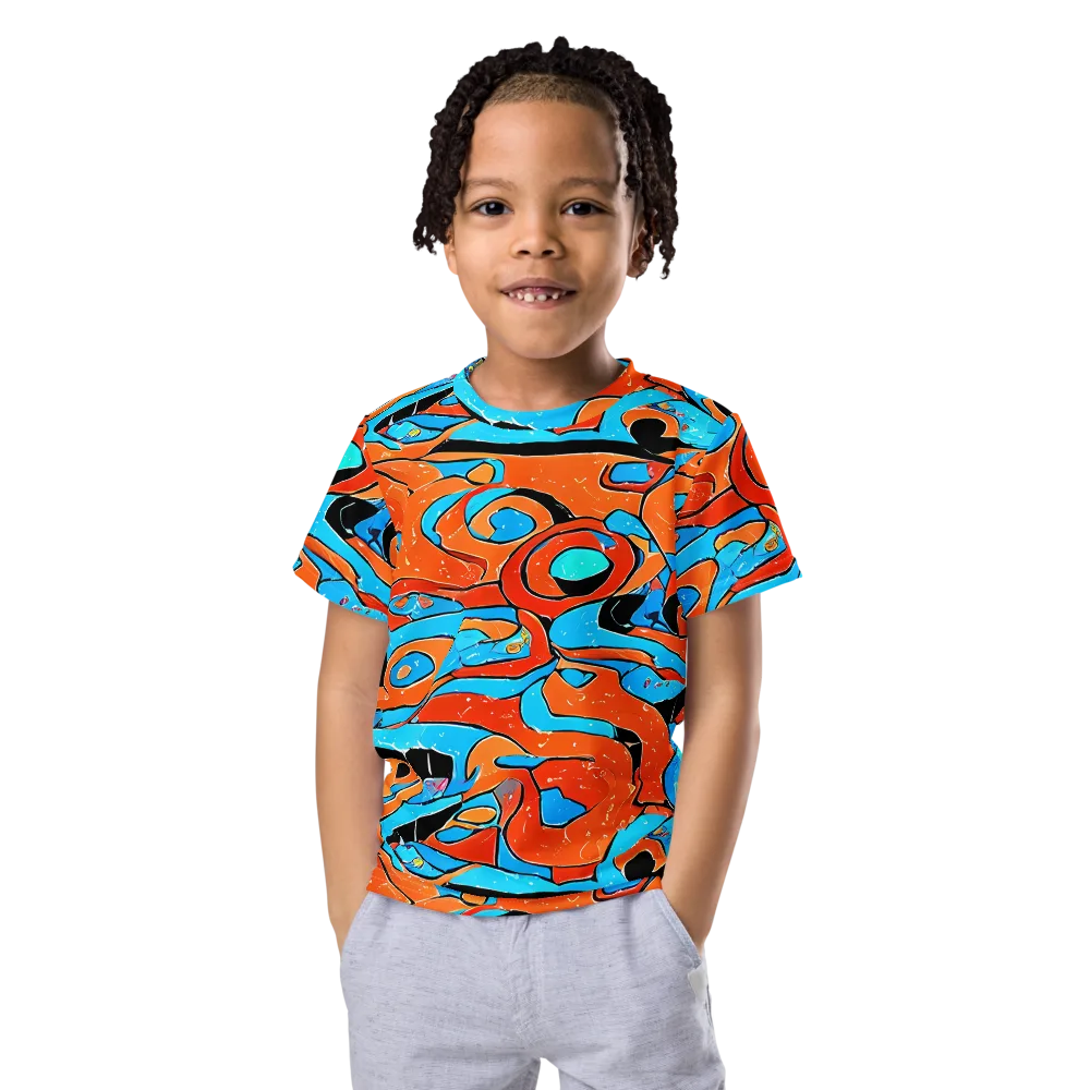 Tangerine Flux on Kids Crew Neck T-Shirt — Front