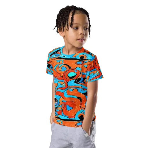 Tangerine Flux on a Kids Crew Neck T-Shirt