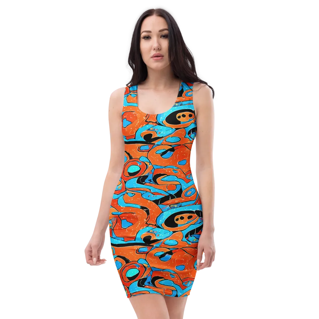 Tangerine Flux on Bodycon Dress — Front