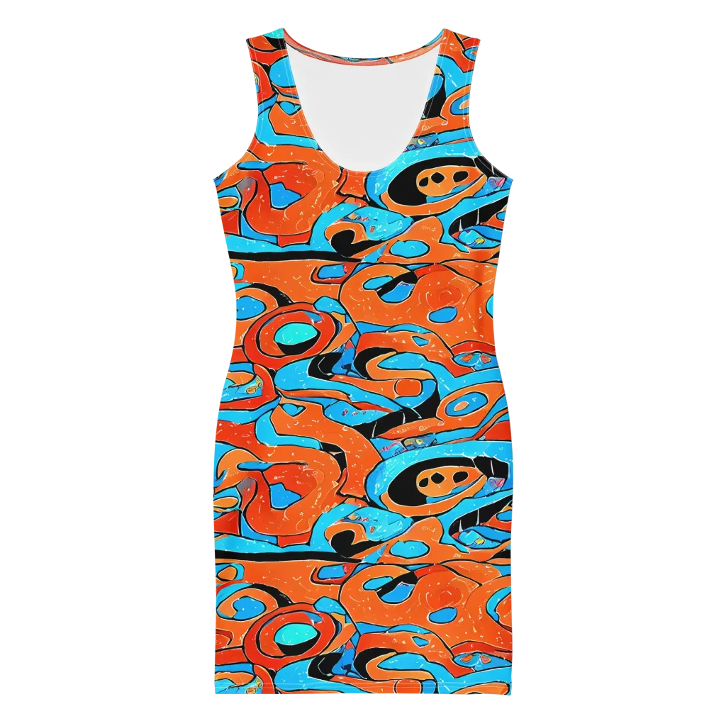 Tangerine Flux on Bodycon Dress — Front