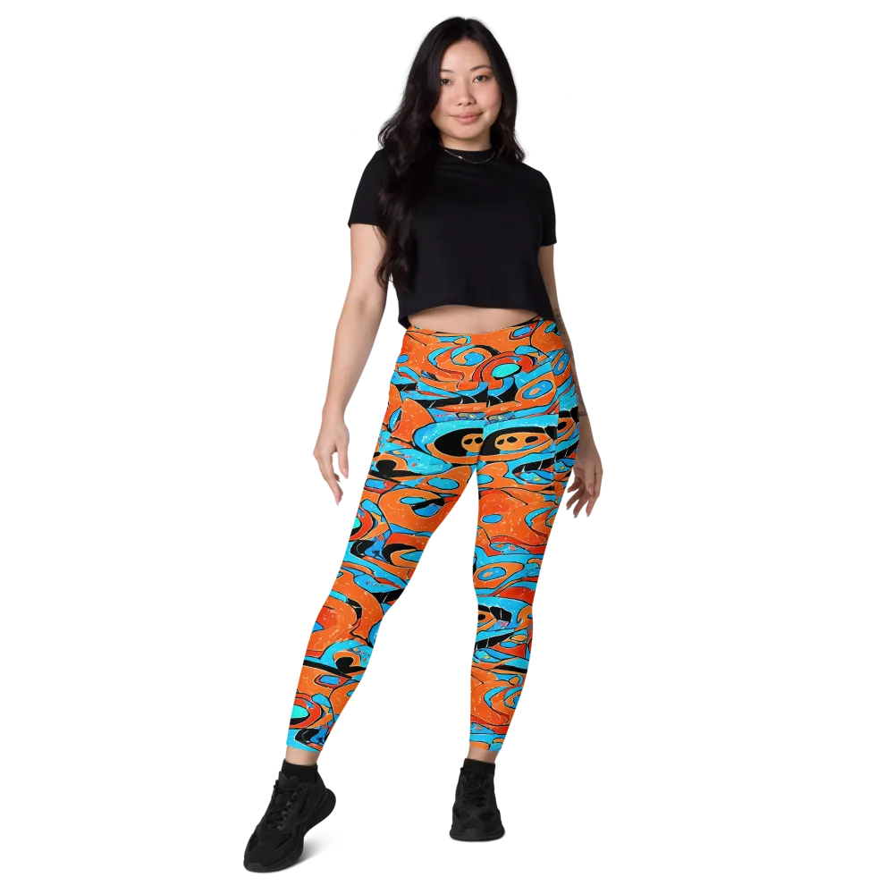 Tangerine Flux on Leggings with Pockets — Front