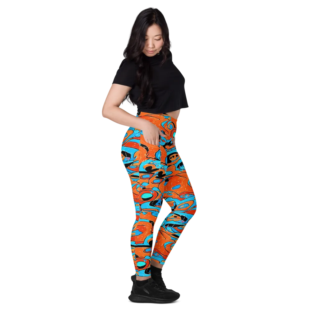 Tangerine Flux on Leggings with Pockets — Right