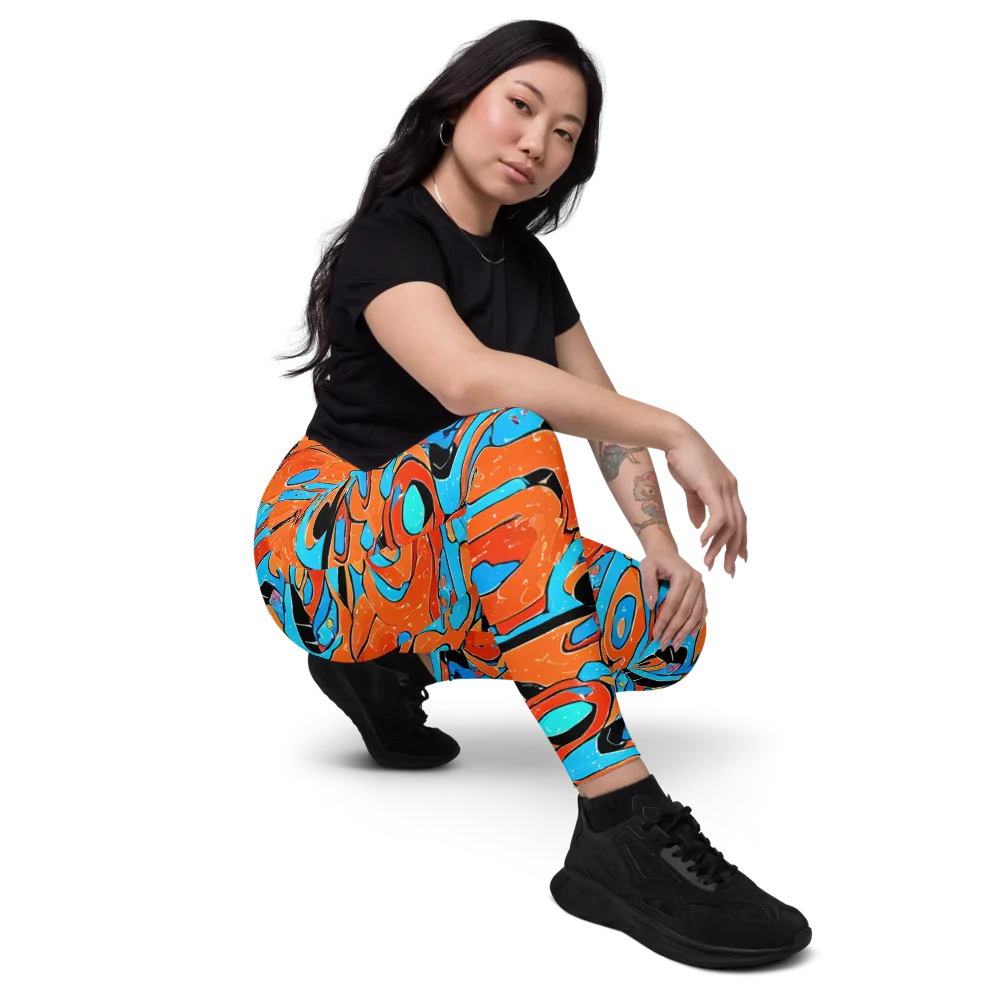Tangerine Flux on Leggings with Pockets — Right Front