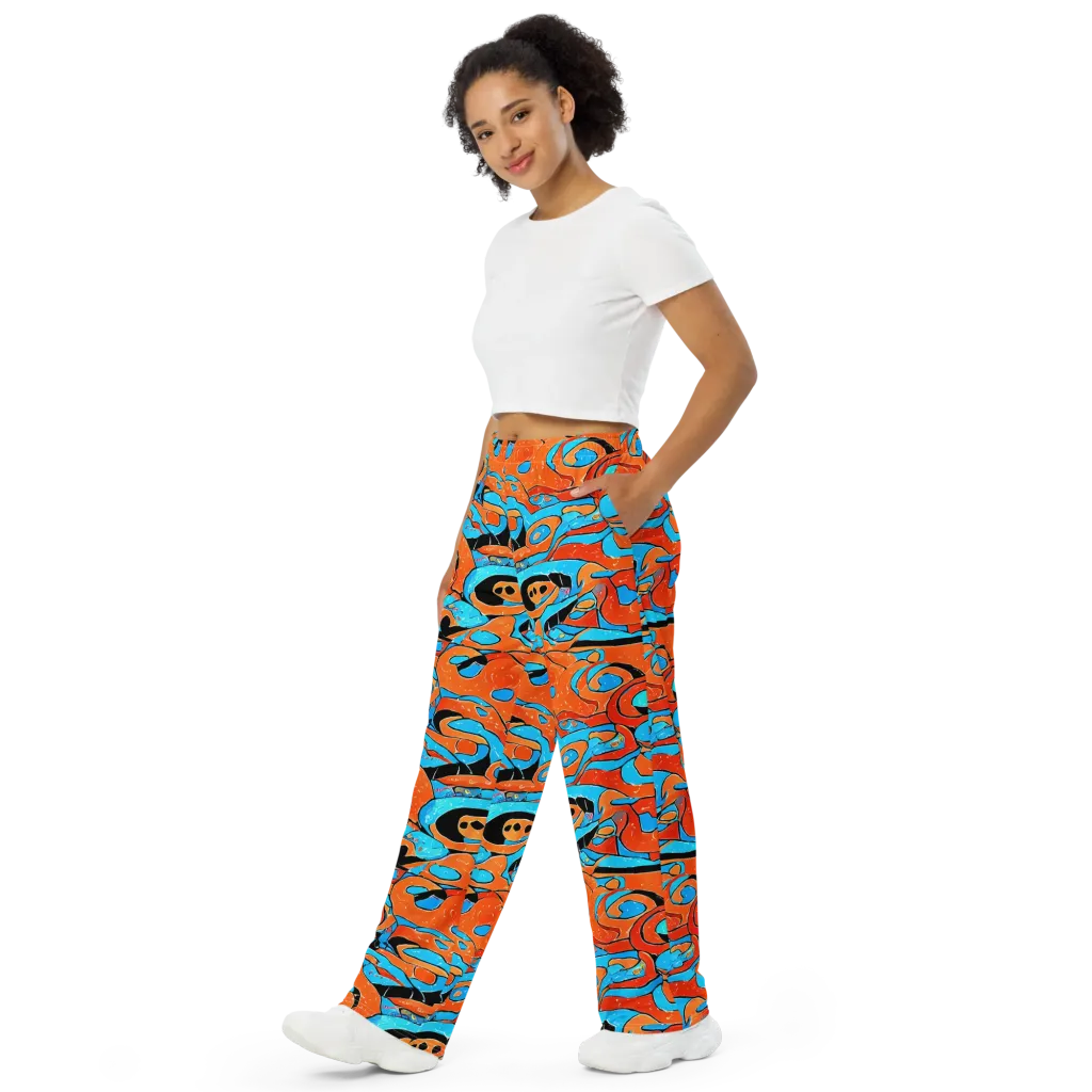 Tangerine Flux on Wide-Leg Pants — Left Front
