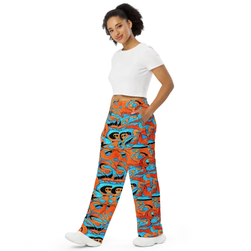 Tangerine Flux on a Wide-Leg Pants