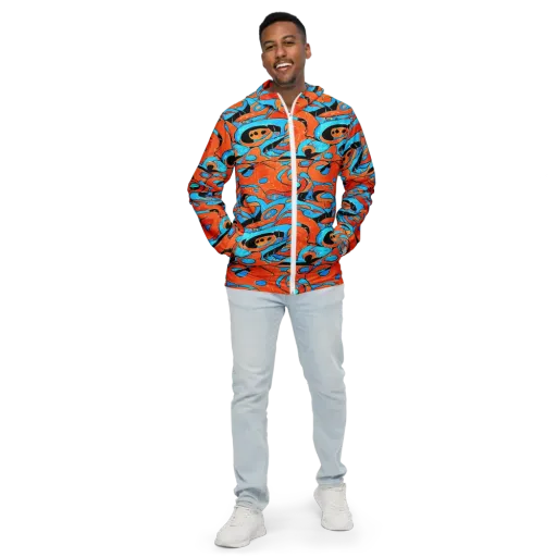 Tangerine Flux on a Men's Windbreaker